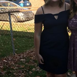 Navy Blue Off the Shoulder Cocktail Dress